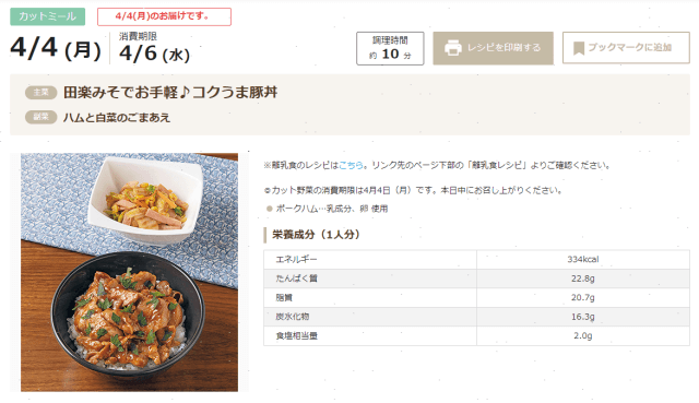 ヨシケイ　　田楽豚丼レシピ